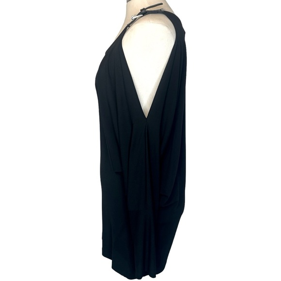 Michael Kors Cold Shoulder Scoop Neck Oversized Long Sleeve Silky Black Top Sz L - Picture 2 of 10